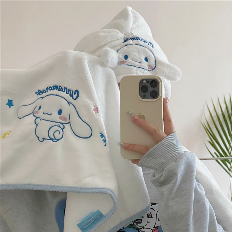 Khăn Tắm Trùm Đầu Nhanh Khô Hình Cinnamoroll Mymelody Dễ Thương Cho Nữ