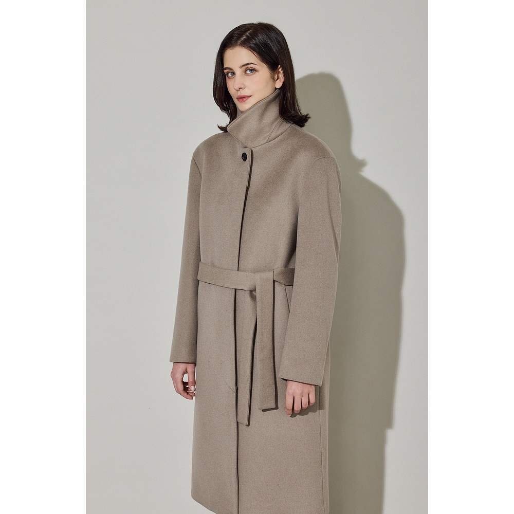 Eduardo Nữ Thắt Lưng Bán Trên Balmacan Cashmere Mac Coat Ash Beige