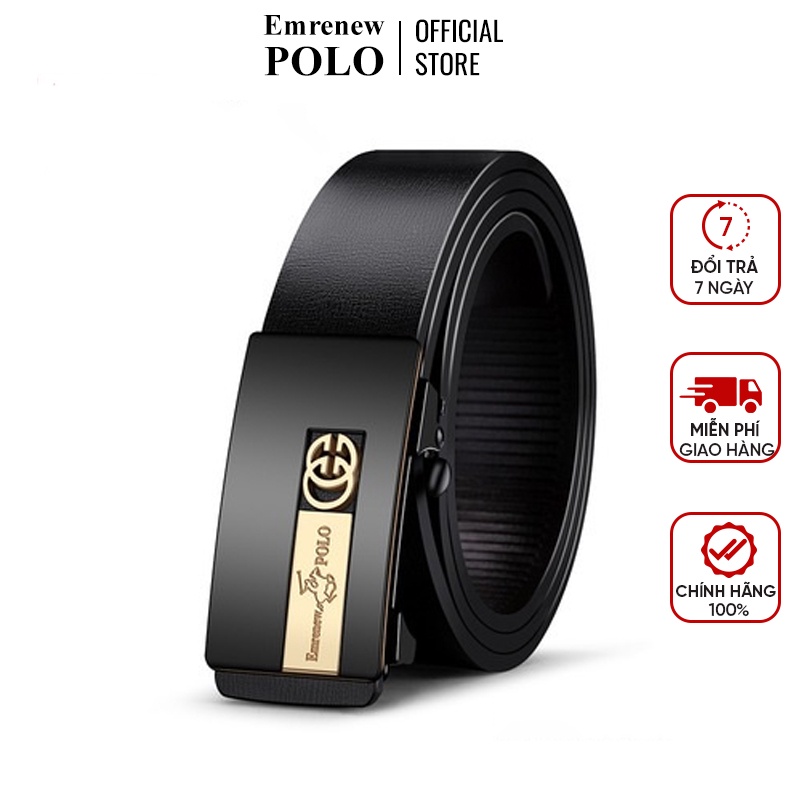 Thắt Lưng Nam Da Bò 2 Lớp cao cấp Emrenew POLO Full Hộp Đựng
