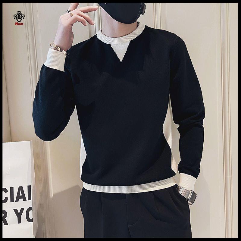 Chất lượng cao Áo Sweater Tay Dài Dáng Rộng Màu Sắc Tương Phản Thời Trang Thu Đông 2022 Cho nam Giới