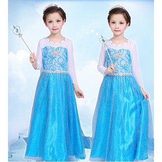 🍄 [3-10 Tuổi]  Váy Đầm Công Chúa Elsa + Tà Dài Dài Chạm Đất