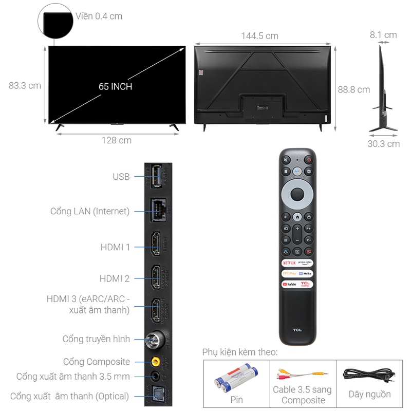 Google Tivi TCL 4K 65 inch 65P638 2022 - VIỆT NAM | BigBuy360 - bigbuy360.vn