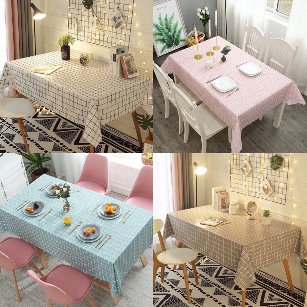 Khăn PVC Dùng Để Trải Bàn Ăn Bàn Học Decor Picnic Họa Tiết Vintage Caro - Chống Thấm Nước