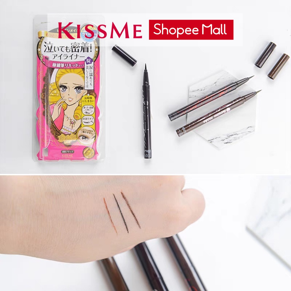 Bút Kẻ Mắt nước Kissme chống trôi Heroine Make Smooth Liquid Eyeliner Super Keep nét sắc mảnh 0.1mm