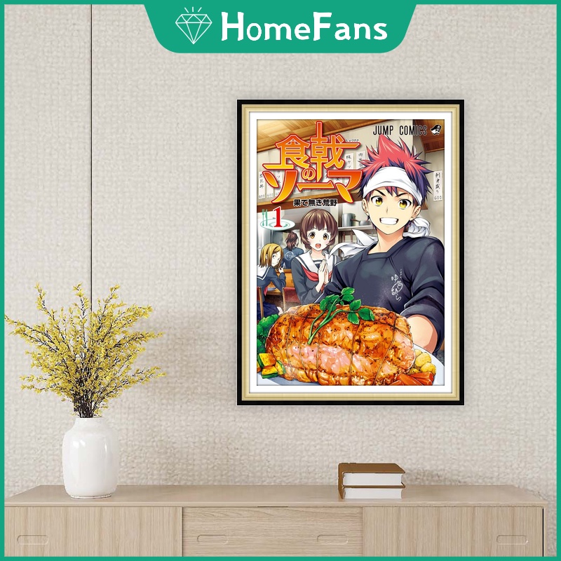 Chiến Tranh Thực Phẩm!Bộ Tranh Đính Đá 5D Tự Làm 30x40cm / 40x50cm Hình Nhân Vật Hoạt Hình Shokugeki no Soma