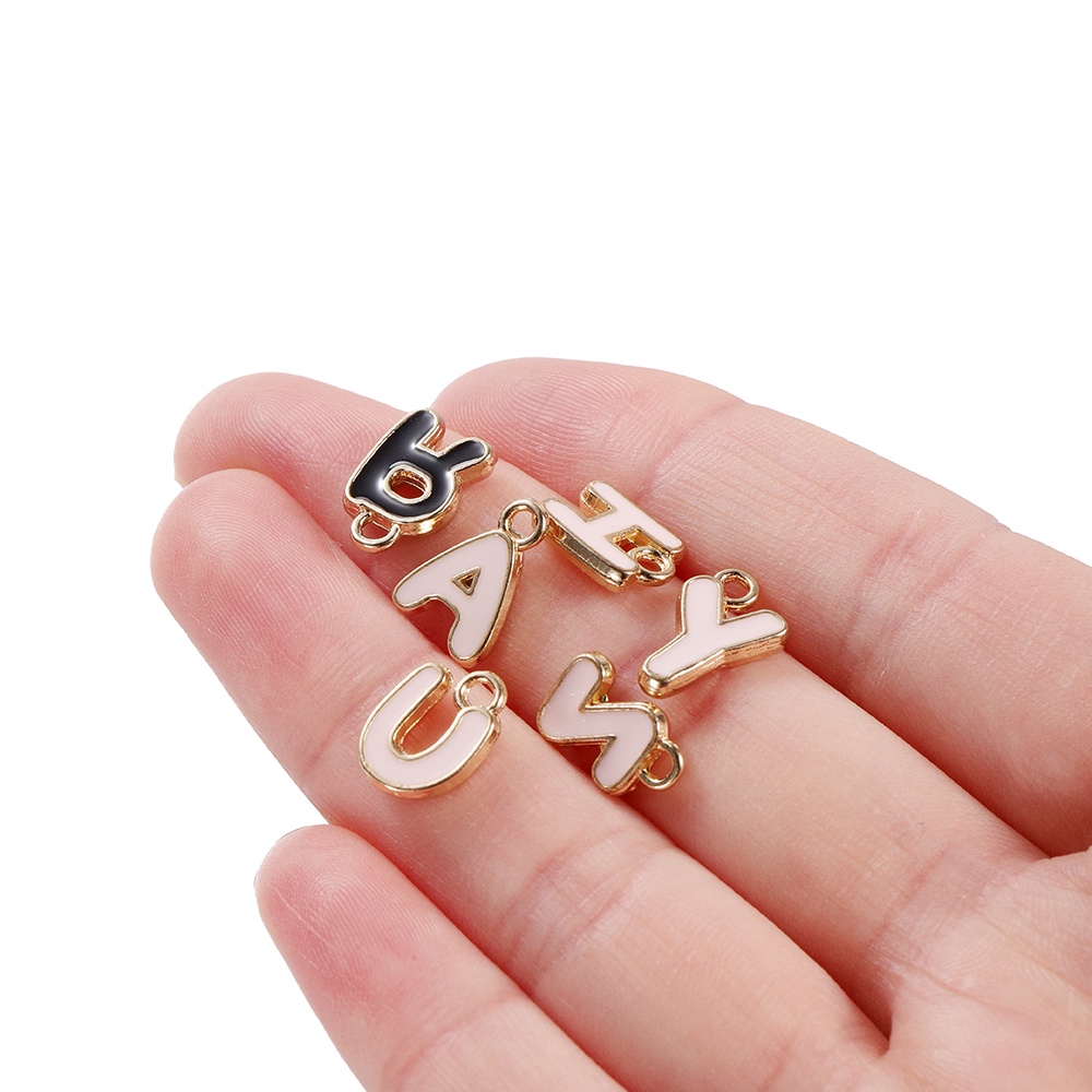 Set 5 mặt phụ kiện ST.KUNKKA kiểu dáng chữ cái và kích thước tùy chọn hai mặt màu đen làm trang sức