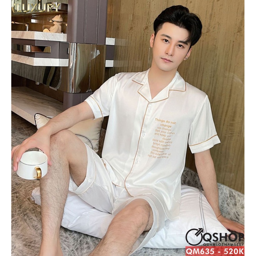 Bộ đồ pijama nam luxury cao cấp quần ngắn, tay ngắn QSHOP QM635