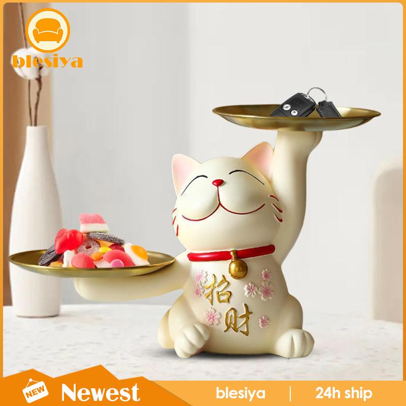 [Blesiya] Khay Đựng Tượng Mèo May Mắn Đa Năng Trang Trí Phòng Ăn