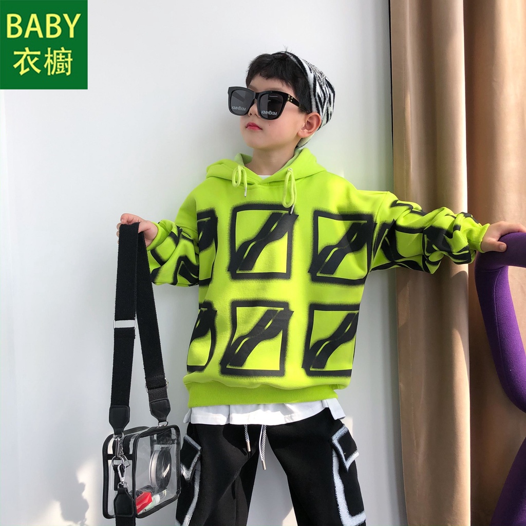 Áo Hoodie Nỉ Dáng Vừa Màu Xanh Lá Dạ Quang Thời Trang Thu Đông 2022 Mới Cho Bé Trai