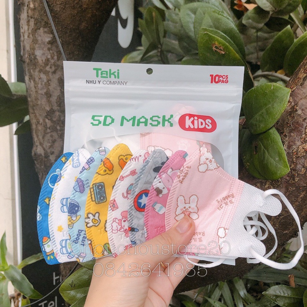 Combo 10- 50 Chiếc Khẩu Trang Y Tế Trẻ Em 5D Taki In Hình Hoạ Tiết Cho Bé Từ 1 Đến 2 Tuổi