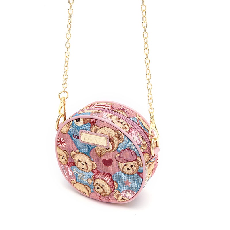 Túi đeo chéo gấu hình tròn - vải cavas thời trang xinh xắn