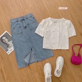 Áo kiểu công sở - áo cút bọc nữ nhiennhienvintage BA191