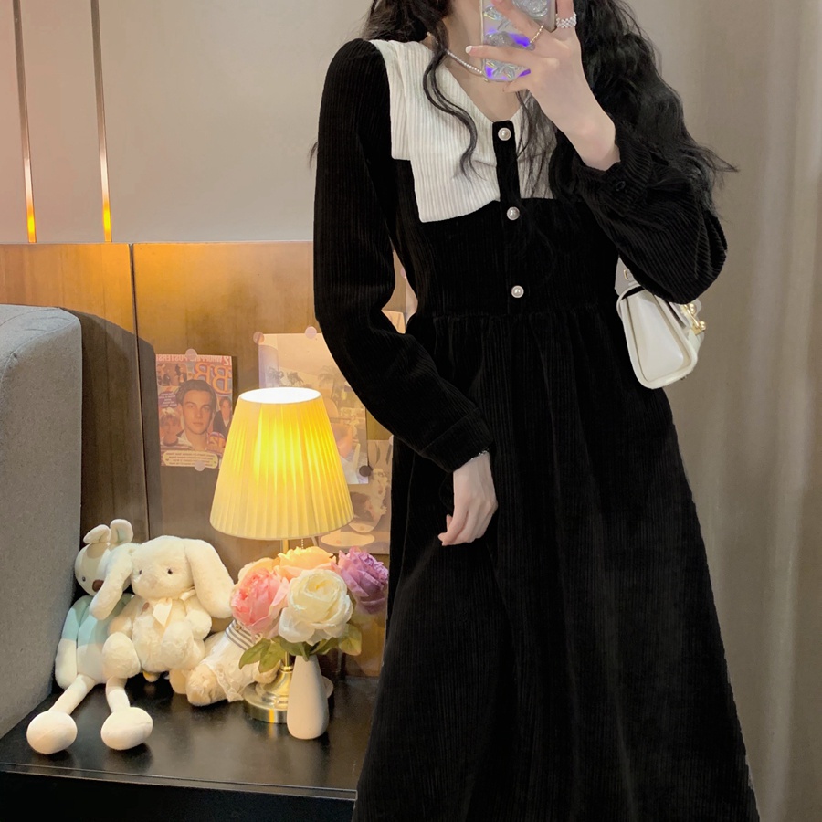 Đầm Maxi Tay Dài Dáng Rộng Màu Trơn Phong Cách Pháp Thời Trang Mới Cho Nữ