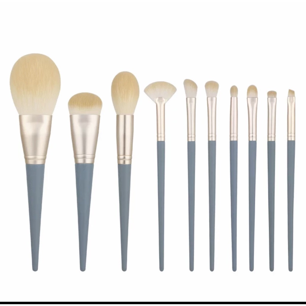 Bộ cọ trang điểm 10 cây màu xanh