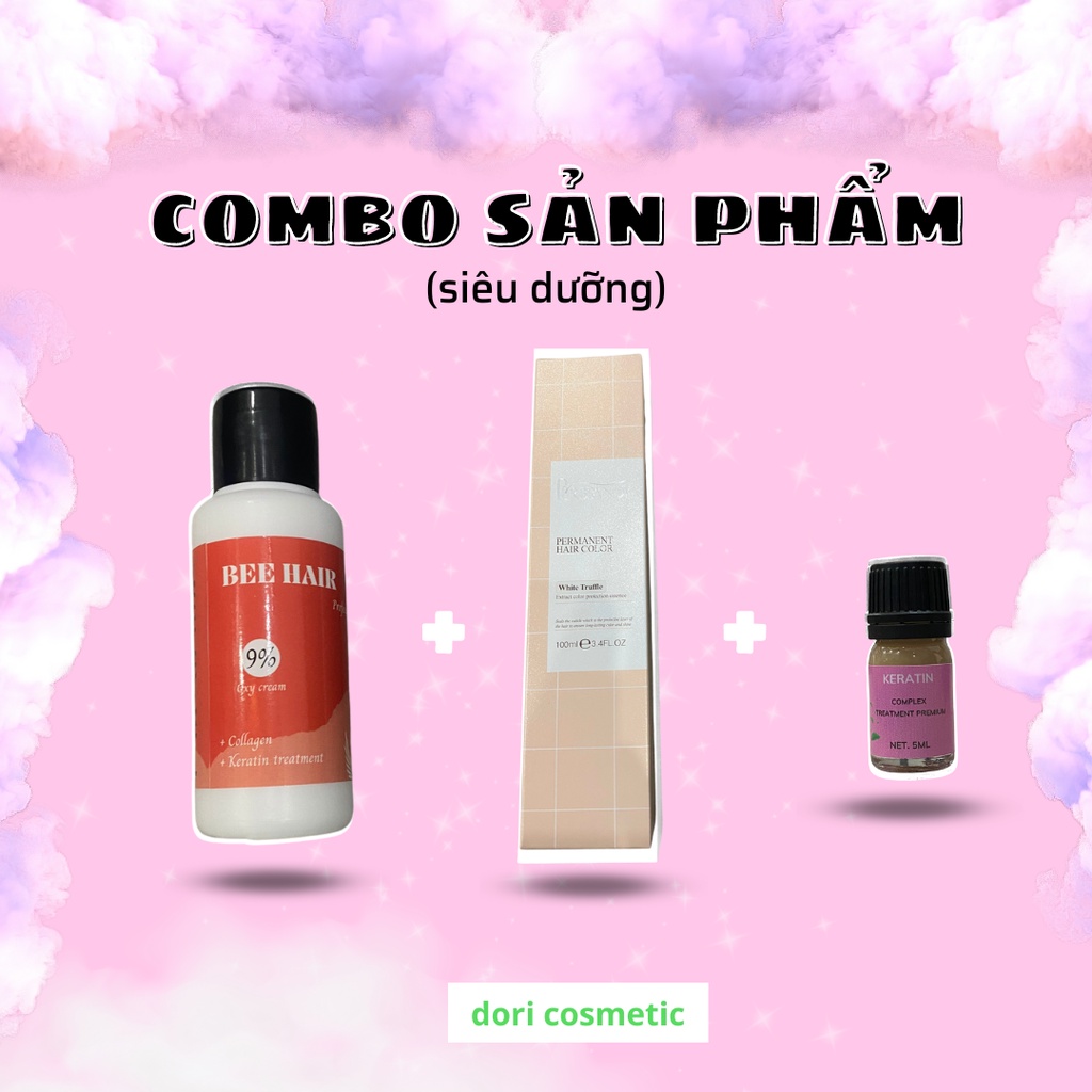 thuốc nhuộm tóc màu xanh than chì . combo thuốc nhuộm tóc tại nhà