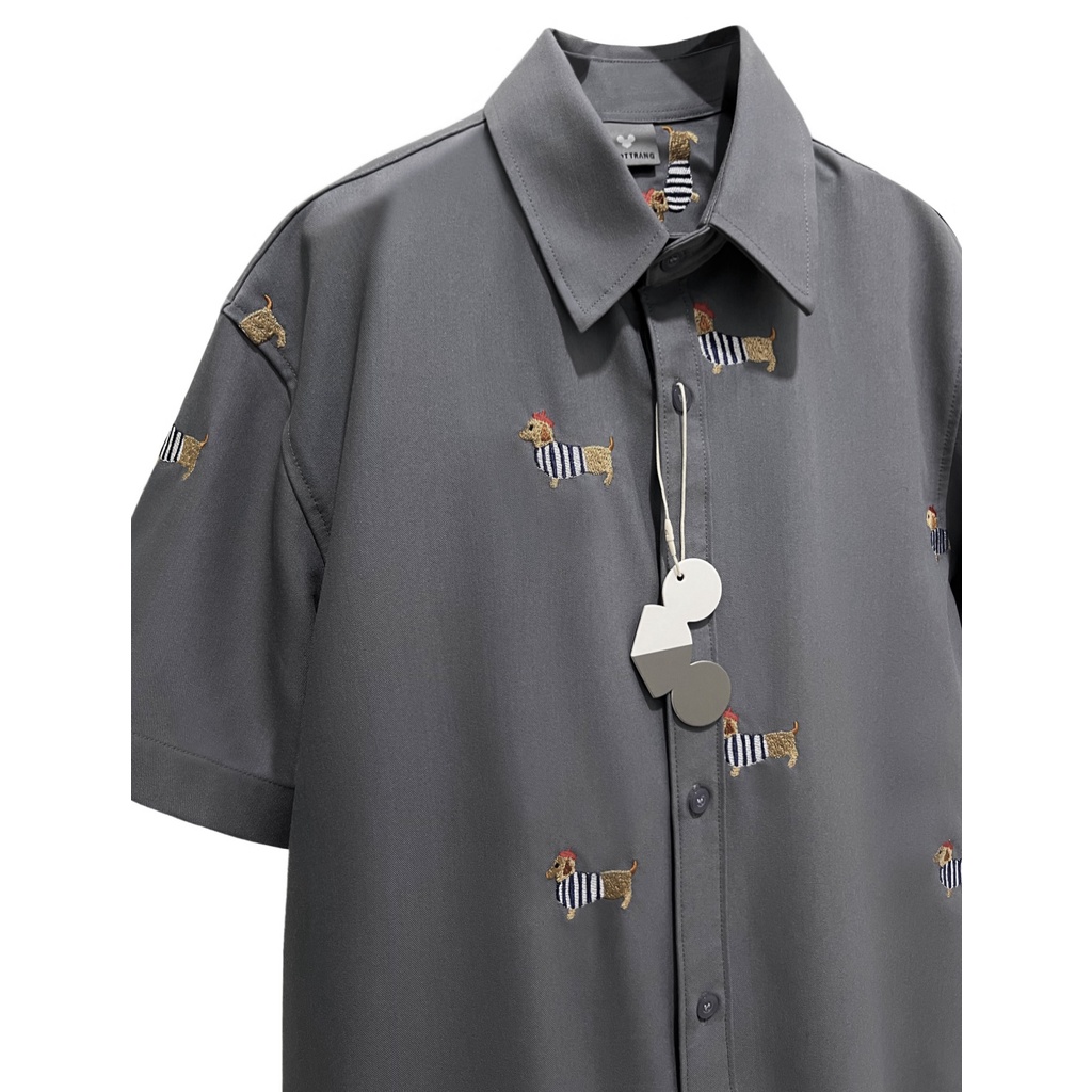 ÁO SƠ MI xám cún DACHSHUND CHUỘT TRẮNG