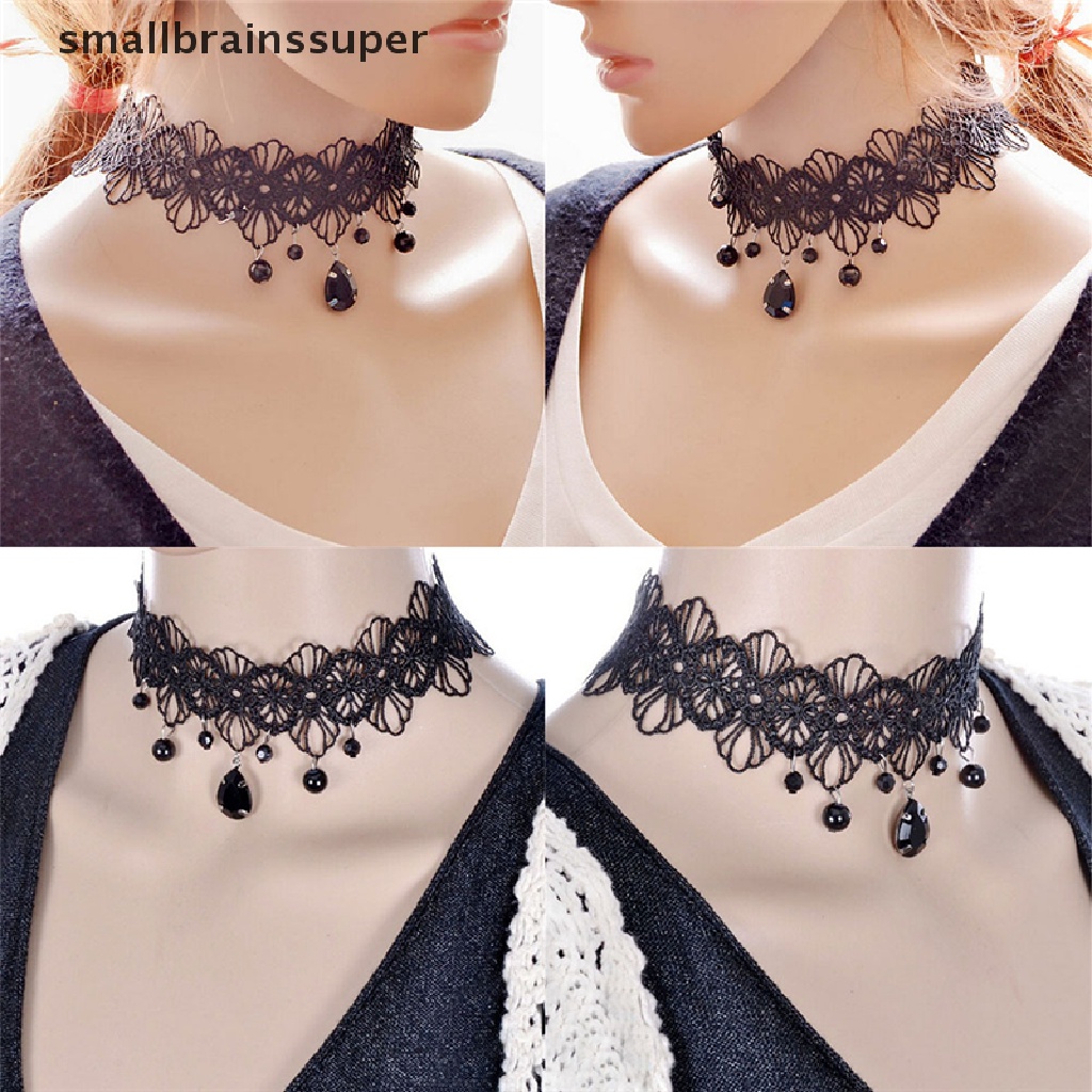 Vòng Cổ Choker Ren Hoa Màu Đen Phong Cách Gothic Thời Trang Cho Nữ SBS