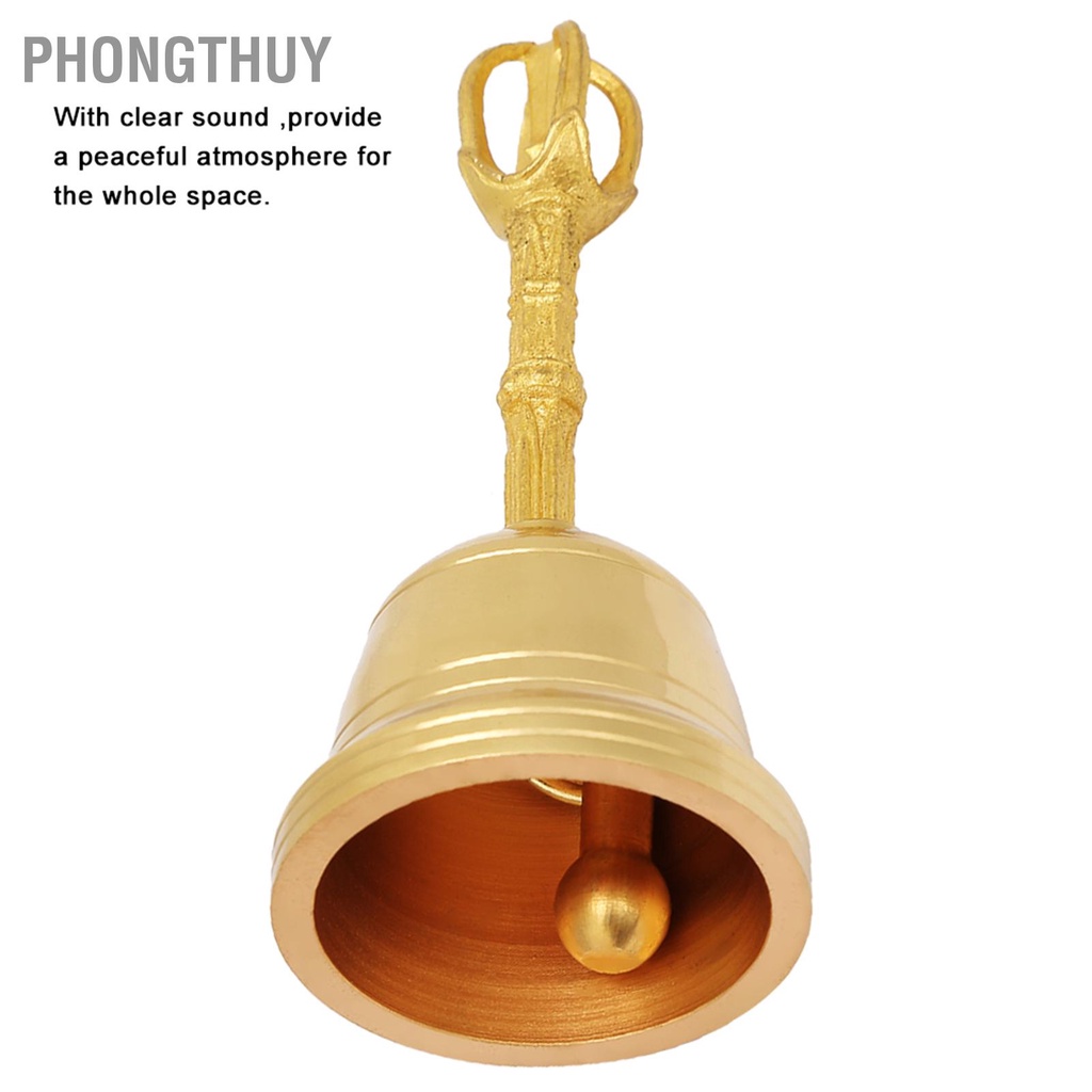 Chuông lắc - Chuông Cầm Tay bằng đồng cho Phật giáo đạo giáo phong thủy 4.5 Inch