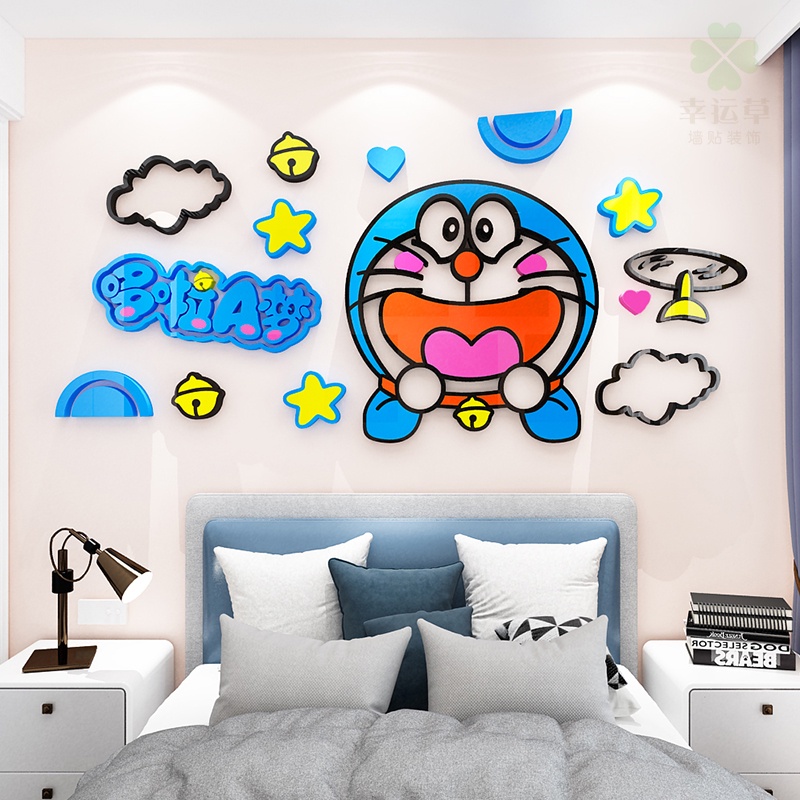 Phim hoạt hình Doraemon dán tường 3D acrylic dán tường ba chiều bố trí phòng trẻ em tranh mica treo tường