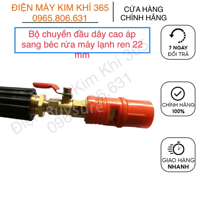 Bộ chuyển đầu dây cao áp sang béc rửa máy lạnh - Béc chỉnh tia 2mm lõi sứ