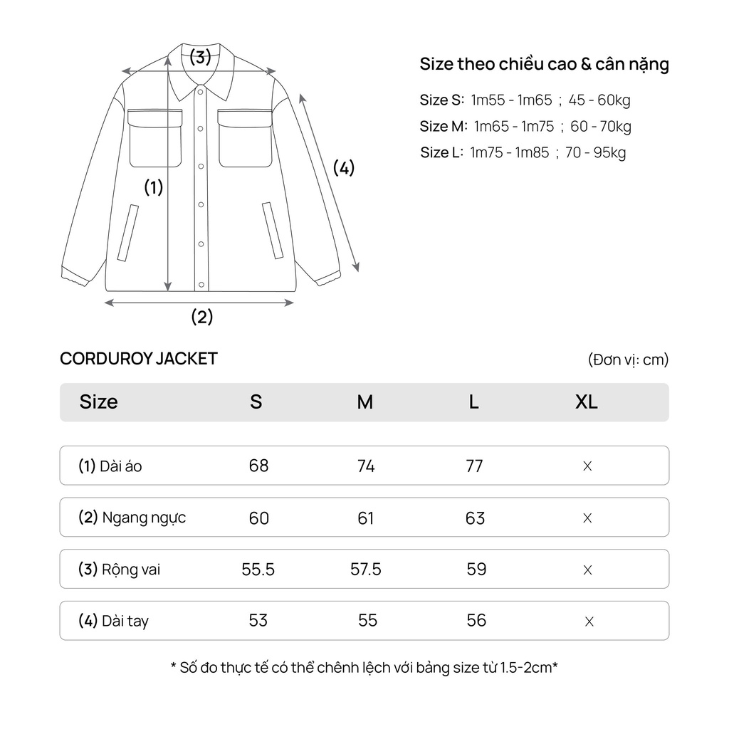 Áo Khoác TSUN Corduroy Jacket - Vải Nhung Tăm - [UNISEX] - Chi Tiết Thêu - Màu Đen