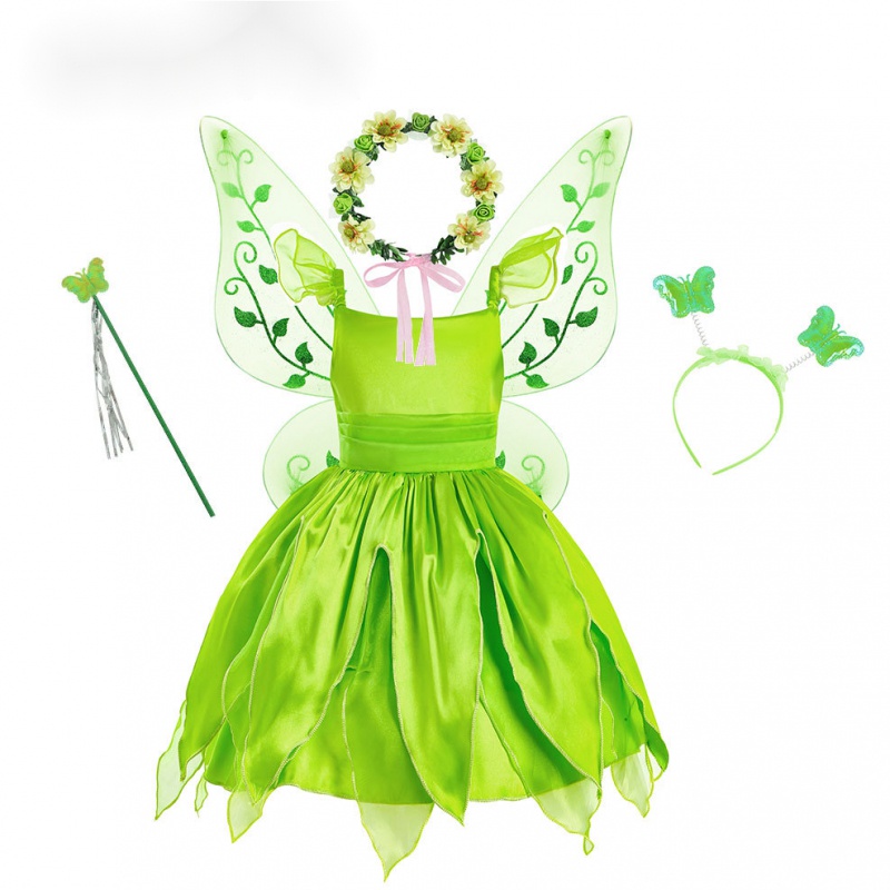 Tinker bell trang phục mới màu xanh lá cây elf váy công chúa diana tinker bell trang phục trẻ em