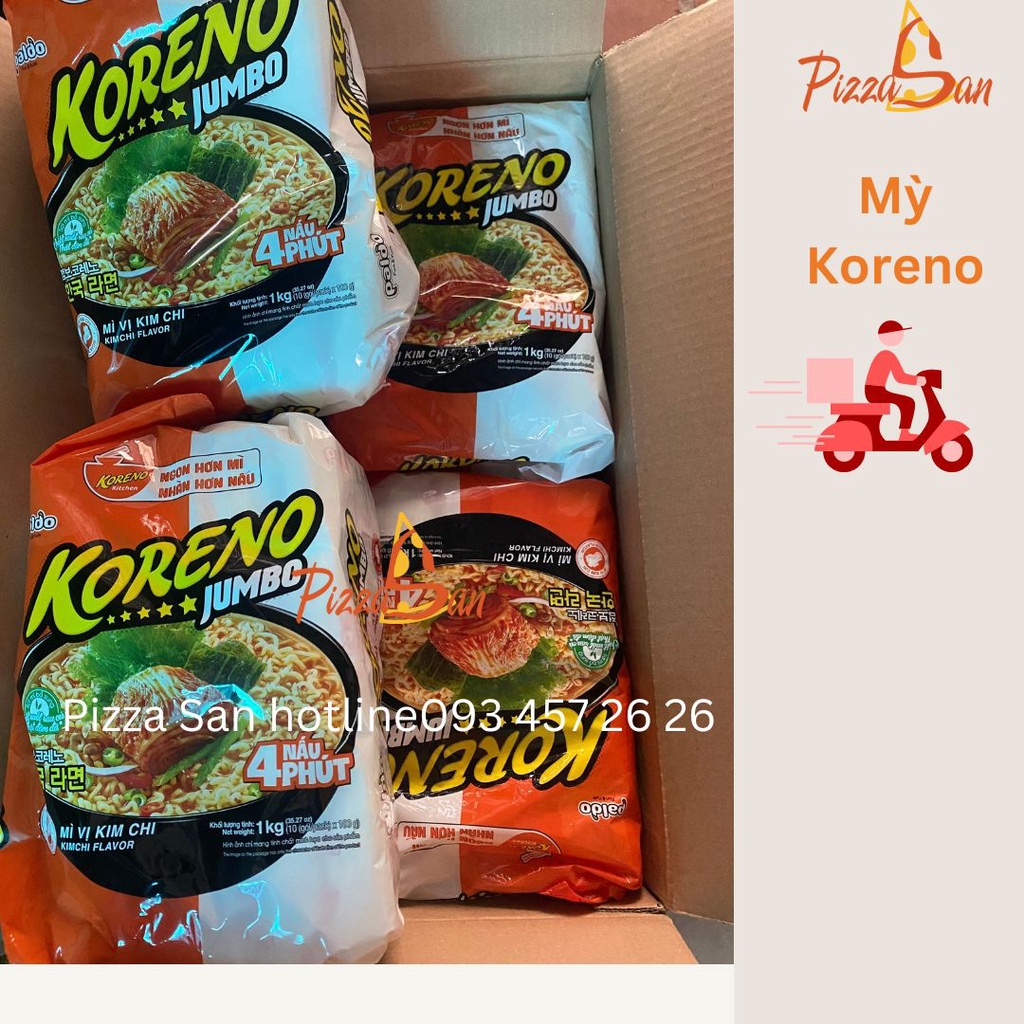 (Bán lẻ rẻ như bán buôn) MỲ KORENO HÀN QUỐC - VỊ BÒ CAY - KIM CHI ( COMBO 10 GÓI )