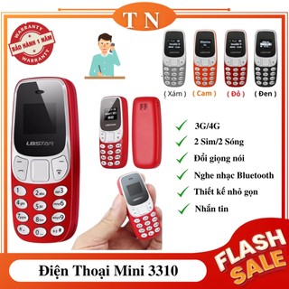 Điện thoại mini l8star 3310 thiết kế siêu nhỏ 2 sim 2 sóng kết nối mạng 3g/4g thay đổi giọng nói nghe nhạc bluetooth