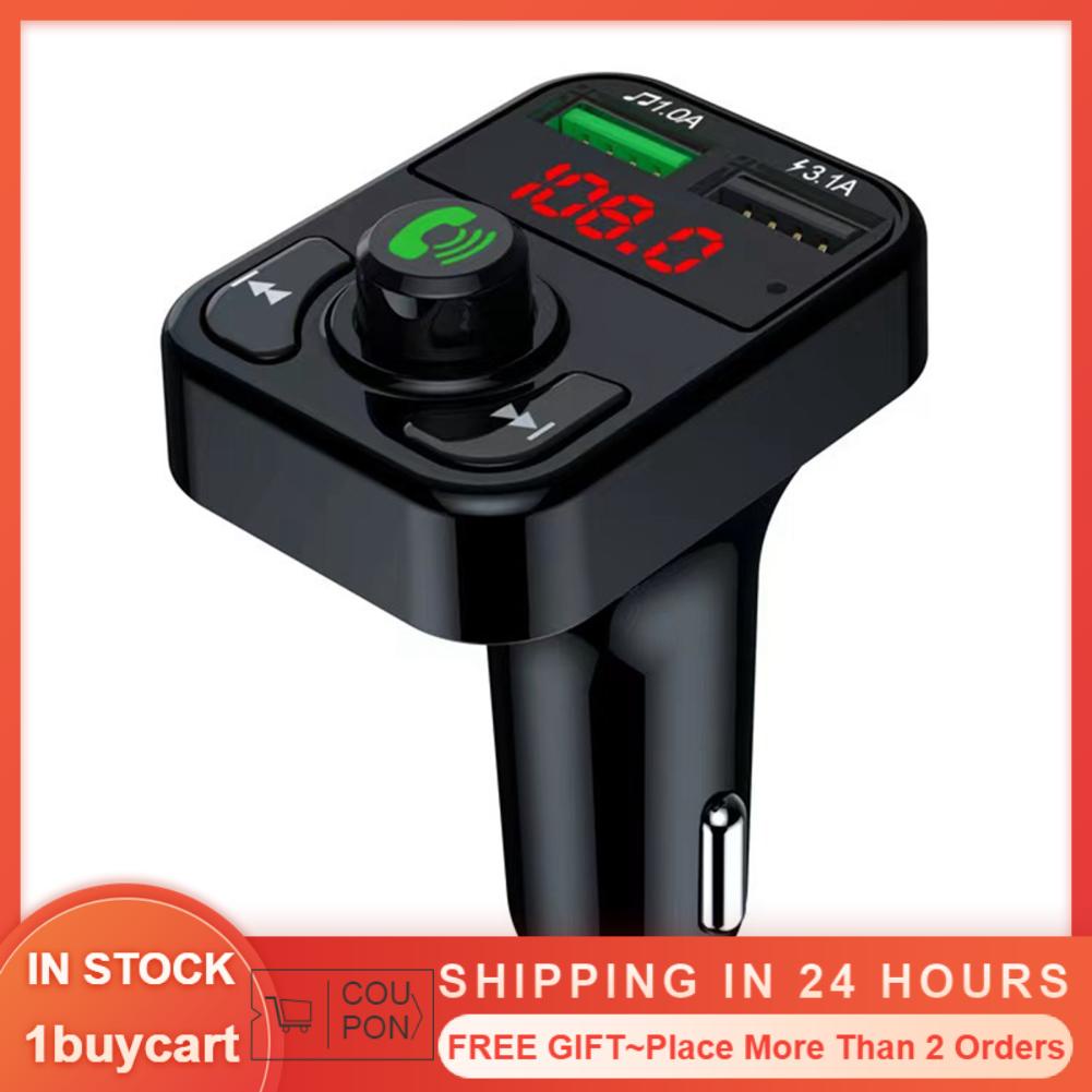 1buycart Bluetooth Adapter FM Transmitter Wireless Radio Dual Ports Car Music Player Receiver