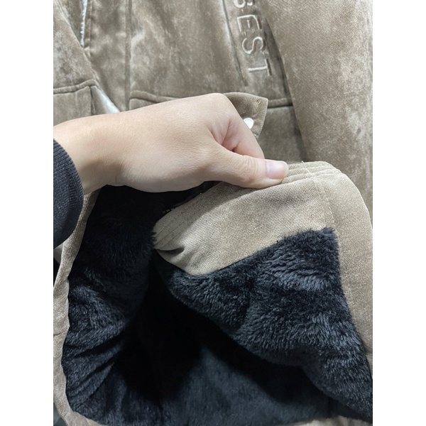 Áo Parka Dáng Dài, Áo Khoác Phao Dáng Dài Mũ Lông Chất Liệu Da Lộn Siêu Mềm Siêu Ấm