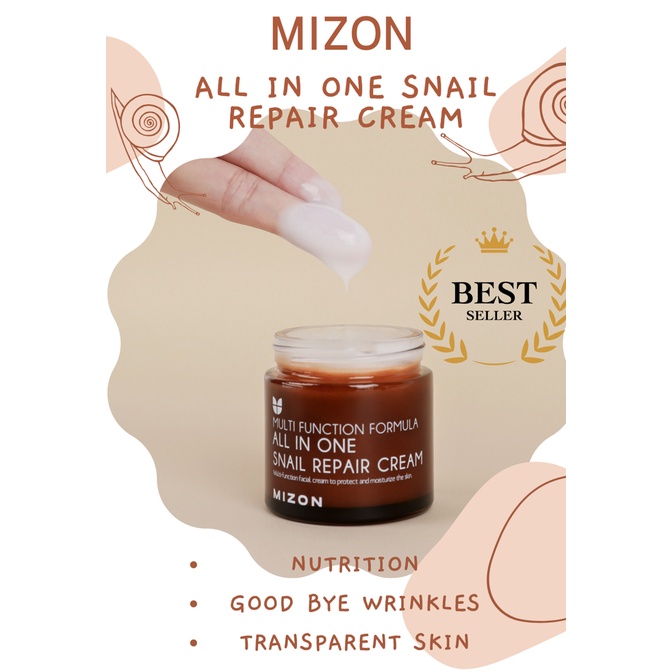 Kem dưỡng dạng lỏng MIZON All In One Snail Repair Cream phục hồi da