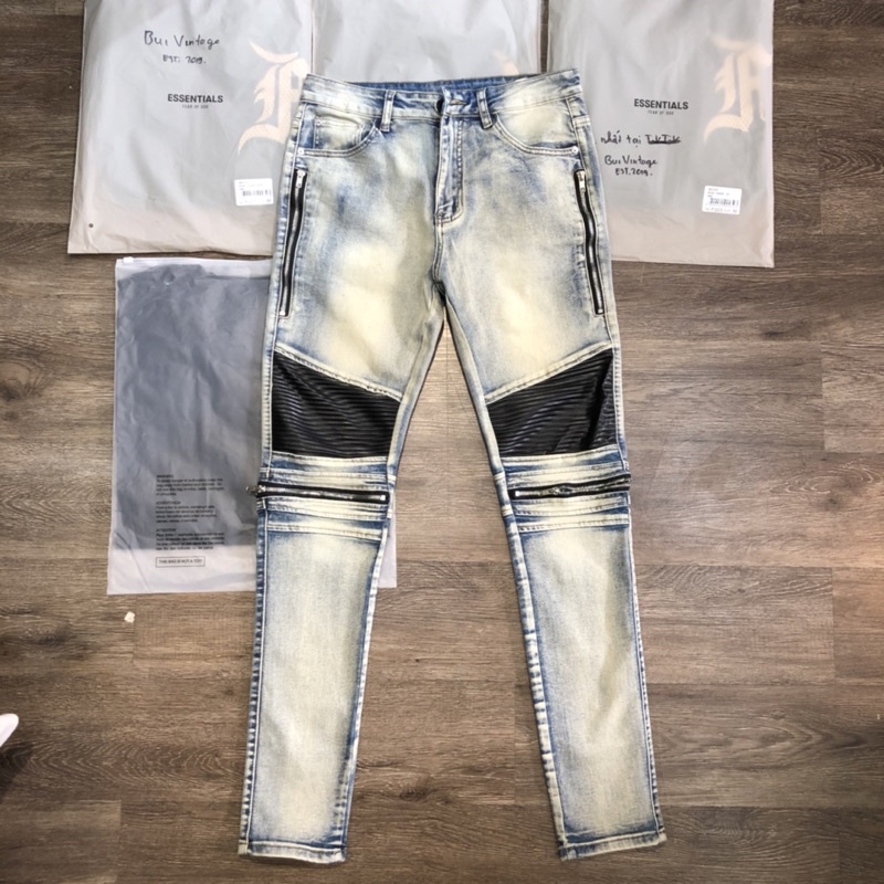 Quần jeans nam biker skinny Bui Vintage B662, vải denim co giãn tốt