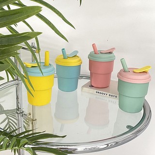 Bình Nước Silicone 400ML Kèm Ống Hút HSU
