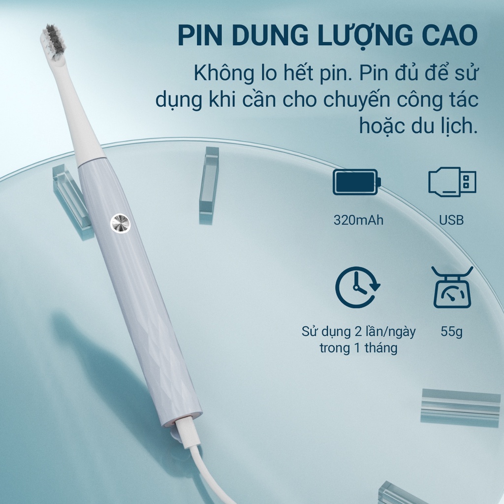 Bàn Chải Đánh Răng Điện Hệ Sinh Thái Xiaomi T501 Thời Lượng Pin Dài Cổng Sạc USB Sử Dụng Công Nghệ Chống Rung