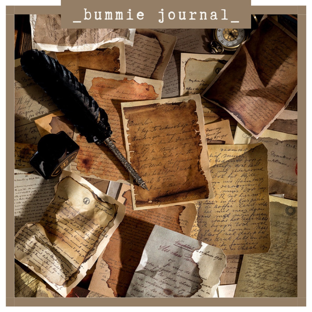 Set 60 giấy nền Bummie Journal vintage trang trí sổ journal, junk journal, scrapbook