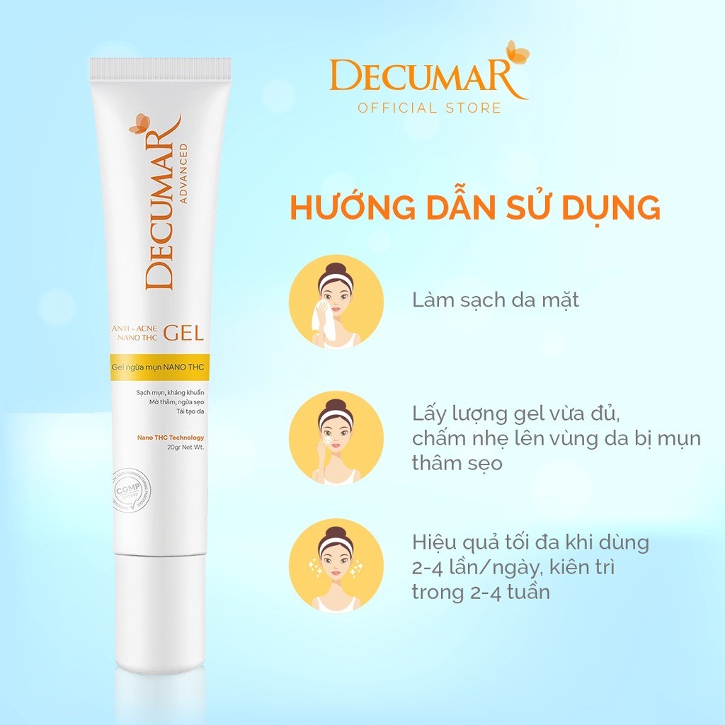 Combo Decumar Advanced sáng da ngừa mụn (Sữa rửa mặt 50gr và Gel mụn THC 20gr) - AJA'S SKINLAB