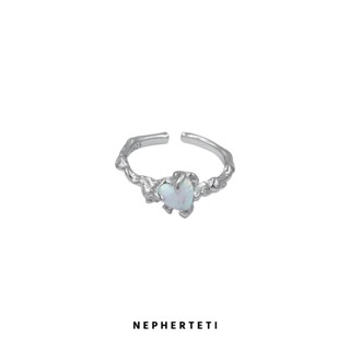 Nhẫn mặt trái tim đá opal tổng hợp bạc 925 - Nepherteti