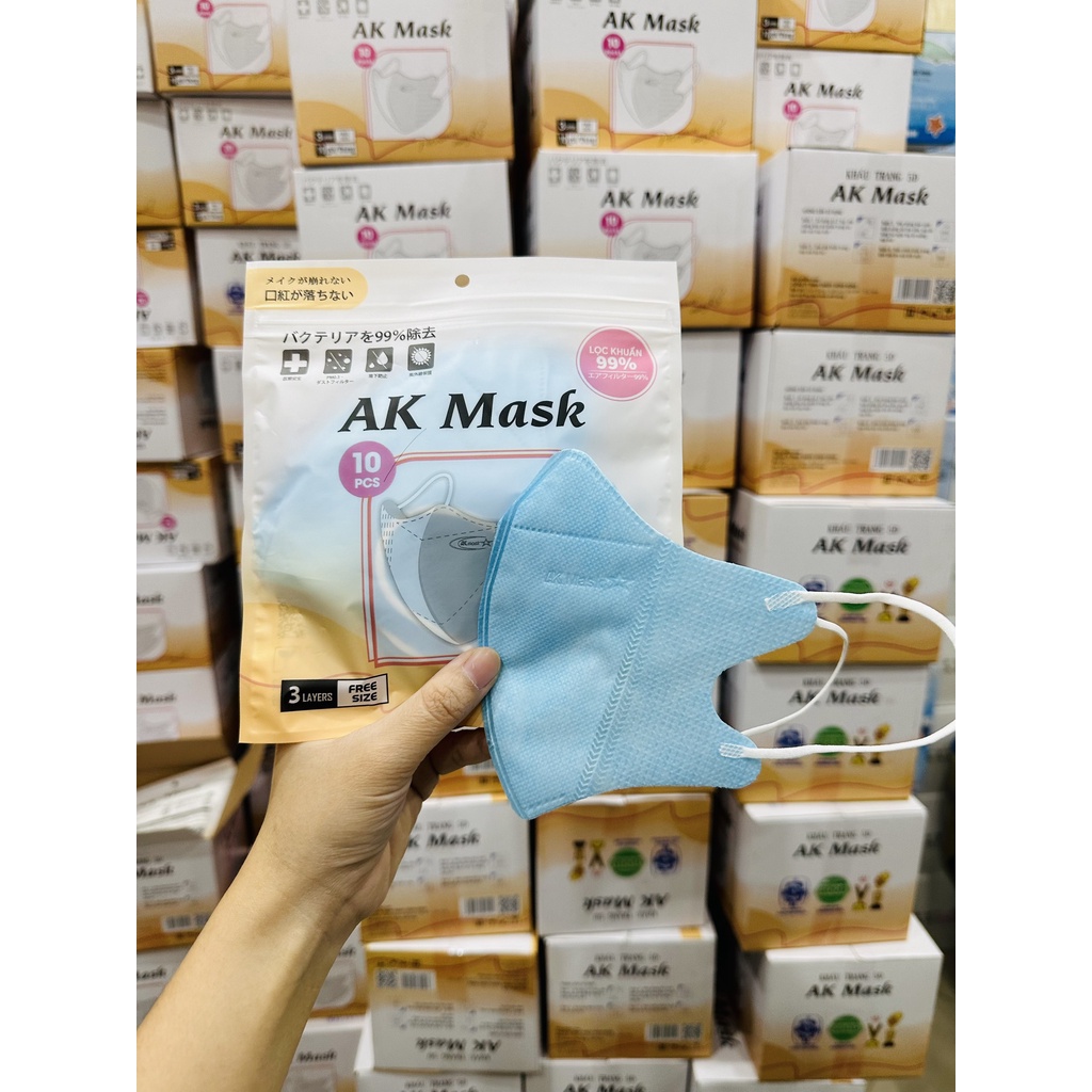 [Phạm Thoại x Ben Mask] Thùng 300 Chiếc Khẩu Trang 5D AK Mask 10 Túi Kháng Khuẩn Tiện Lợi, Chuẩn Form Hàn Quốc