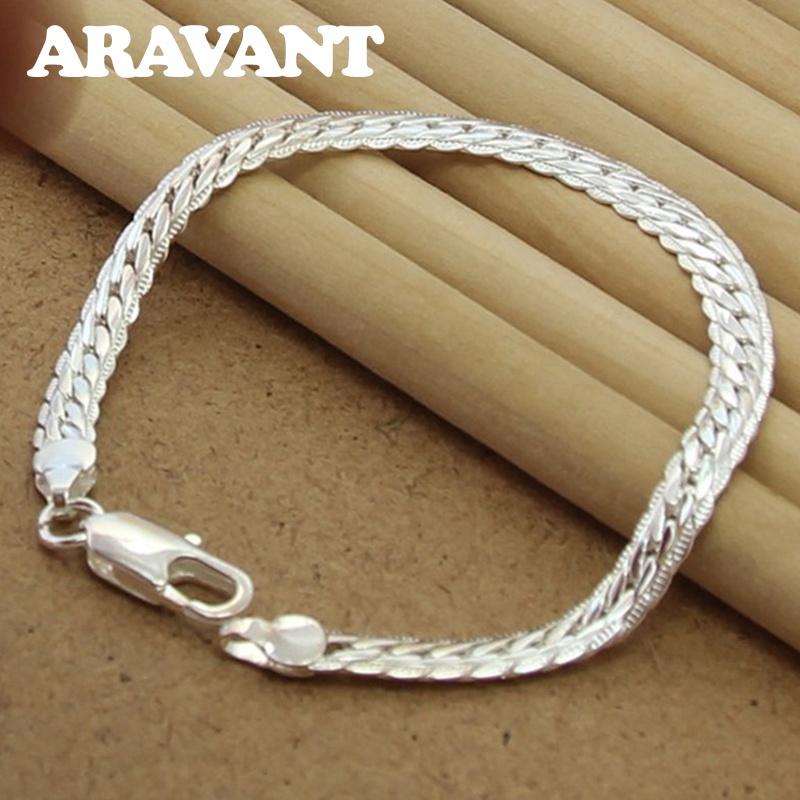 Vòng Đeo Tay Bằng Bạc 925 5MM Thời Trang Dành Cho Nam Và Nữ