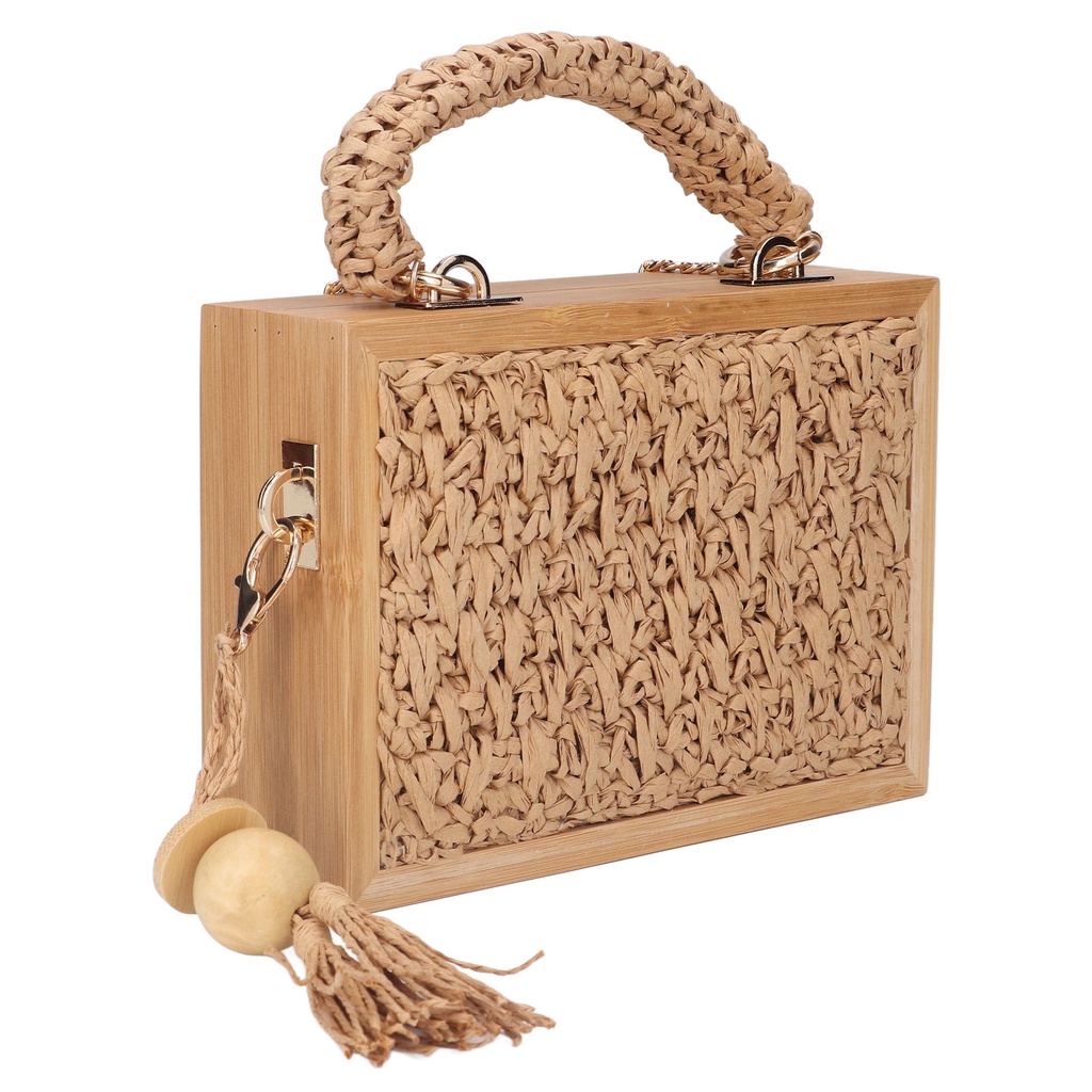 Có thể bán buôn Túi mây Dệt thời trang Đơn giản Dung lượng lớn xách tre cho Bữa tiệc Đi bộ đường dài Cắm trại Hẹn hò Ilikebag Hàng giao ngay