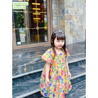 Đầm hoa voan đẹp xuất sắc của SOFIA candy chất tơ óng nhẹ mát xếp lý cưng xỉu Size 10-40kg