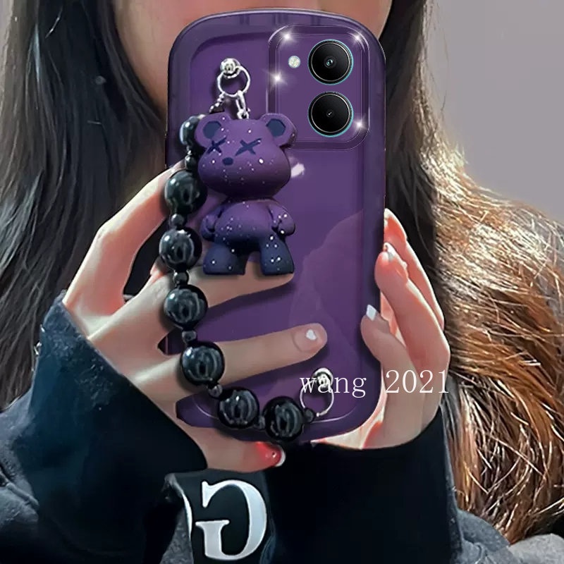 Ốp Điện Thoại Mềm Trong Suốt Màu Trơn Có Vòng Đeo Tay Và Búp Bê Cho VIVO Y36 Y02 Y22S Y16 Y21S V27 5G 4G 2023 VIVOY36 5G