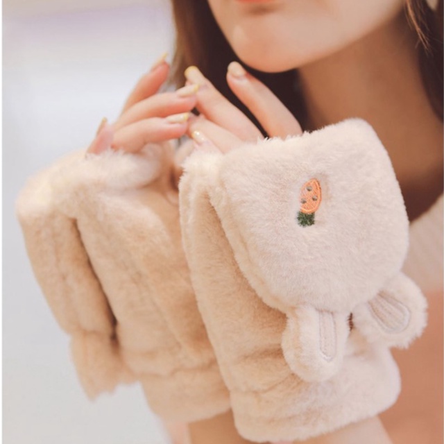 Găng tay len nữ mùa đông giữ ấm NANA bao tay nữ lông thú cute thời trang dễ thương
