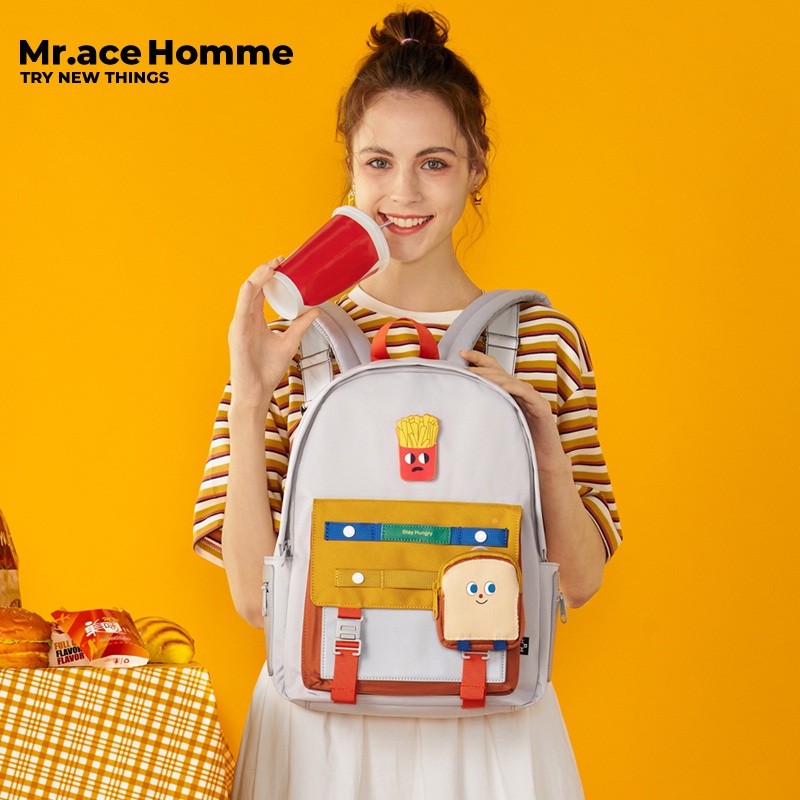 Mr. ace Homme Foodie Ba Lô Đi Học Đựng Laptop Dễ Phối Đồ Cho Nữ Sinh