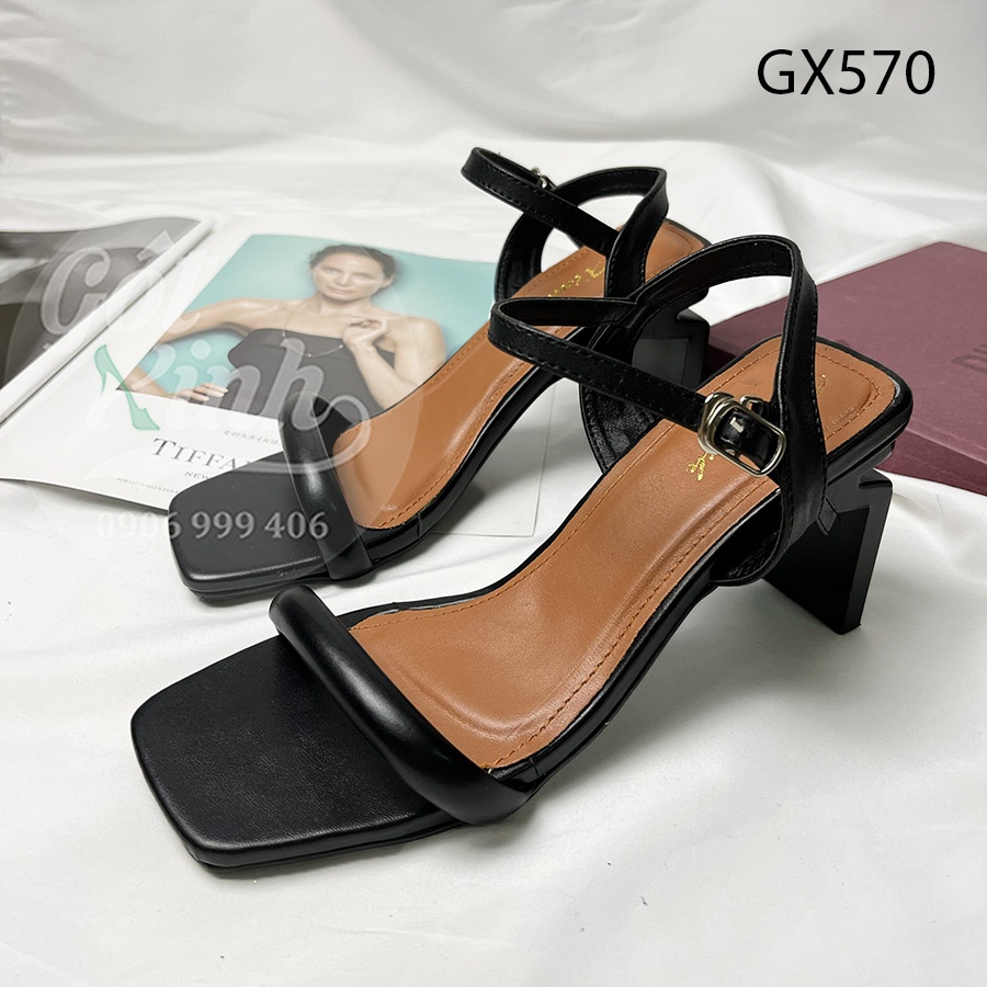 Giày sandal cao gót nữ quai ngang gót tia chớp 7 phân - có size lớn 40 41 42