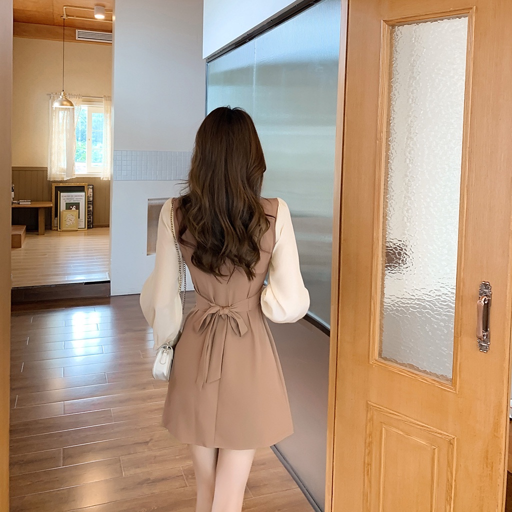 CÓ SẴN- Váy Dài Tay Cổ V mùa thu, Hàng Quảng Châu  - Tikbook Store