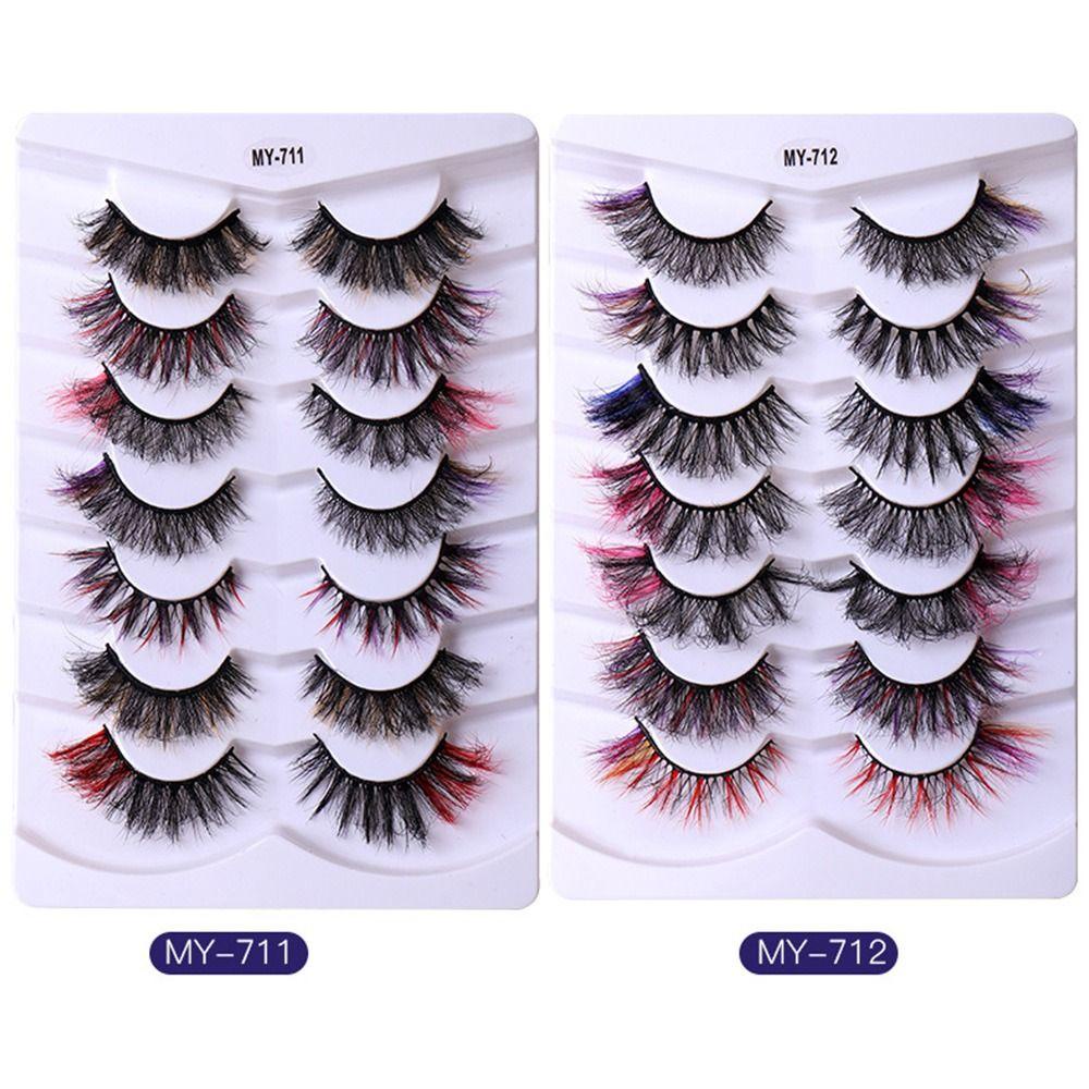 Hộp 7 Cặp Lông Mi Giả Bằng Lông Chồn Giả Nhiều Màu Sắc Dành Cho Nữ