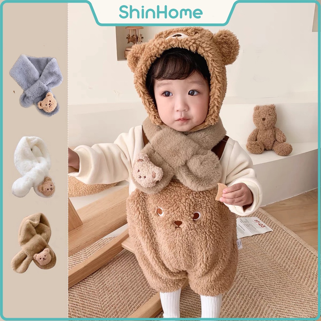 Khăn quàng cổ lông thỏ dày dặn mùa đông cho bé 1-10 tuổi ShinHome Baby