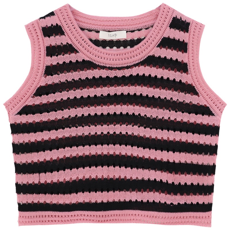 Áo Len Không Tay Họa Tiết Kẻ Sọc Màu Tương Phản Thời Trang Hàn Quốc Cho Nữ