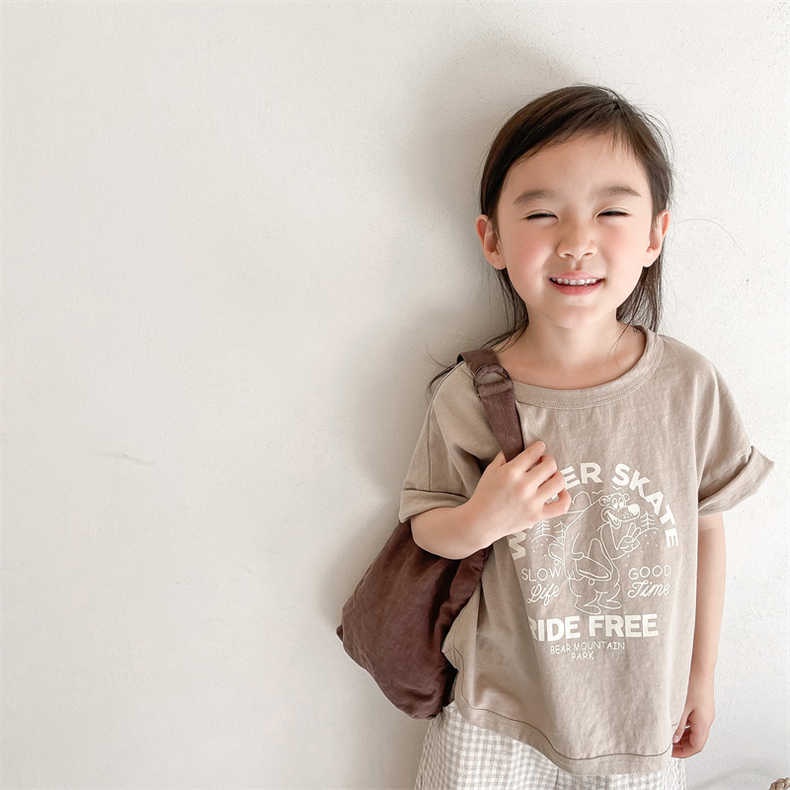 Áo Thun Tay Ngắn Bằng Cotton Thời Trang Mùa Hè Dành Cho Trẻ Em